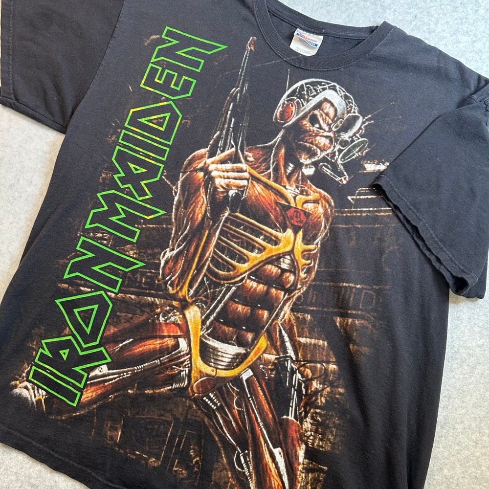 Iron Maiden Somewhere in Time Eddie Graphic T-Shirt Black Hanes Heavyweight XL